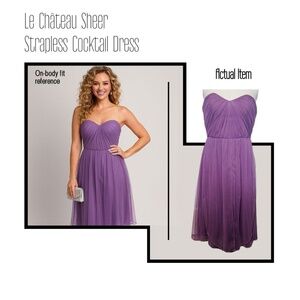 👗 Le Château Sheer Strapless Cocktail Dress 💜Size XS $15 OFF + Free Gift